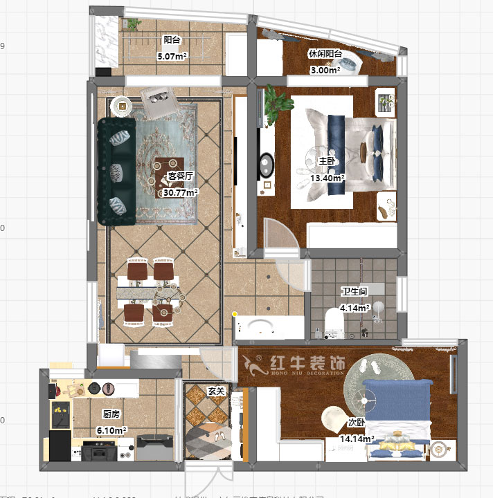 熊皓宇_海德卫城2-3-2202-100㎡-简约欧式风格_2室2厅1卫（老房翻新）_成品家￥144000_全包14万00_03彩平图